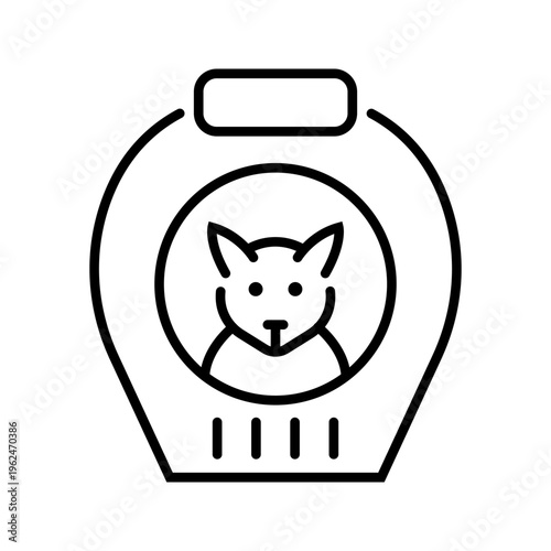 Robot doghouse icon. Industry and robotics line symbol. Black and white.