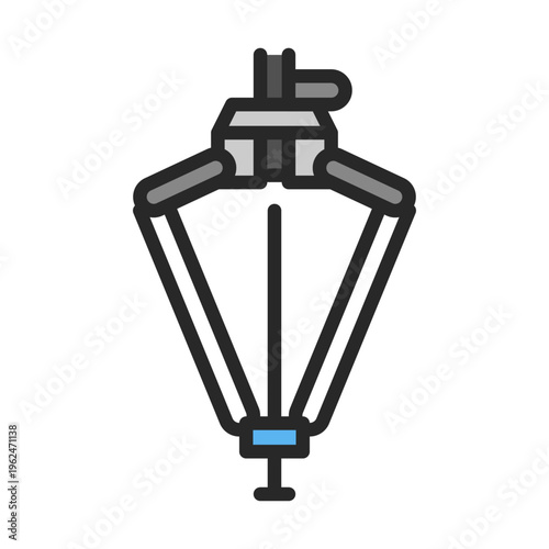 Pick & Place Robot vector outline icon for industrial warehouse automation. AI manipulator sign. Spot illustration of robotic sorting system for factory.