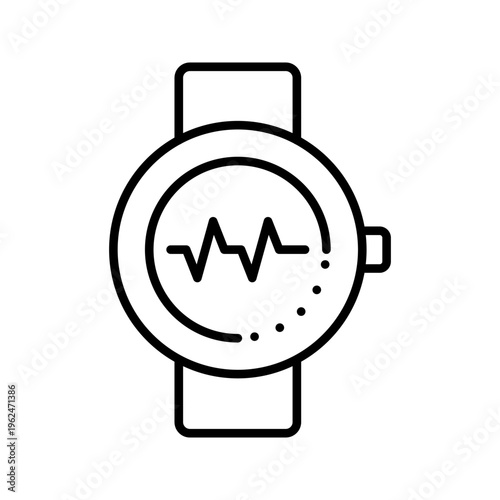 Smart watch icon. Technology and wearable tech line symbol. Black and white.