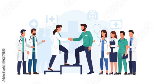 Dedicated Medical Team Supporting Patient Journey: Doctor Handshake & Collaborative Healthcare