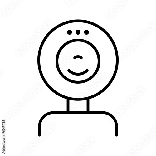 Webcam device icon. Technology and video conferencing line symbol. Black and white.