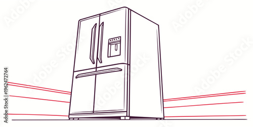 Modern stainless steel refrigerator with water dispenser and ice maker