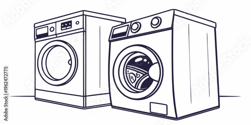 Two modern washing machines standing side by side in a laundry room