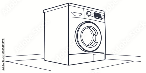Modern washing machine with digital display and various control buttons.