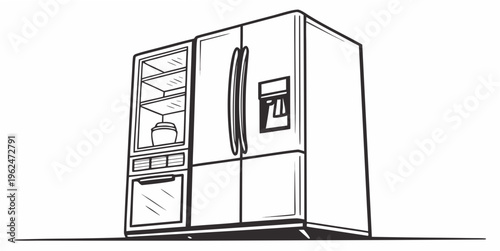 Modern kitchen with built-in refrigerator and freezer combination.