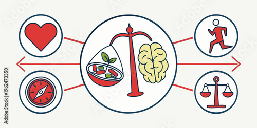Illustration of interconnected health and lifestyle factors influencing mental well-being