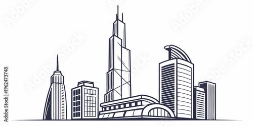 Modern skyscrapers and buildings in a bustling cityscape