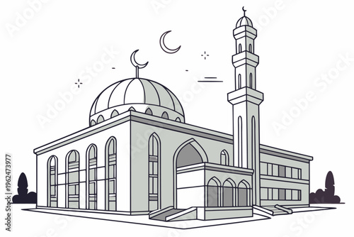 ramadan-background-mosque--flat-vector-illustratio