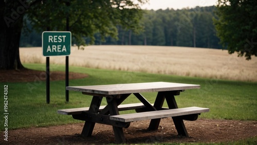 Wallpaper Mural A scenic spot for relaxation with a clear sign indicating a designated rest area Torontodigital.ca