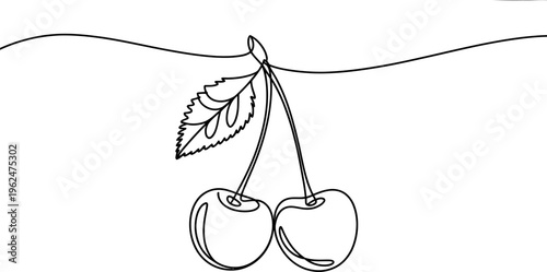 Continuous line drawing of a modern double bed with headboard and pillows on white background. Vector, illustration