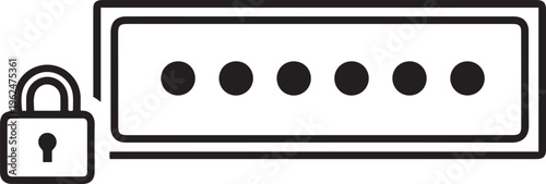 Password security input vector icon in black and white representing authentication login access control data protection and cybersecurity systems
