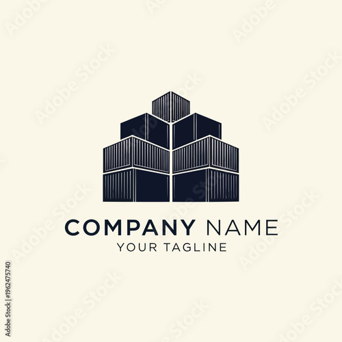 Abstract Stacking Container Logo Design for Shipping and Logistics Company.