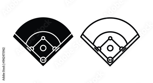Baseball diamond illustration shown in two contrasting color schemes