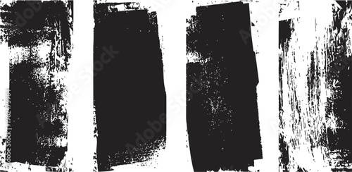 grunge paint brush stroke set in black and white for design and texture background
