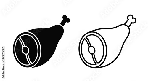 Two depictions of a pork ham hock one filled and one outlined