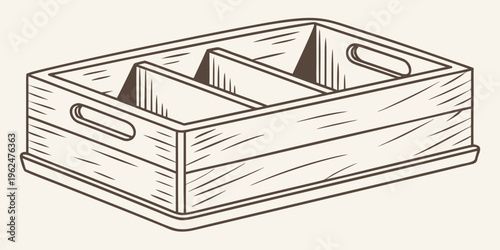 A wooden tray with three compartments for organizing small items or ingredients