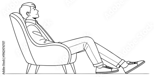 Man relaxing in a rocking chair with his feet up and wearing slippers