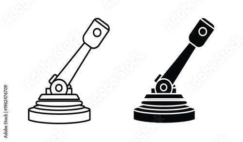 Silhouette illustration of two black and white gearshift levers in different positions