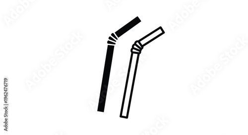 Two black and white angled drinking straws against a white background