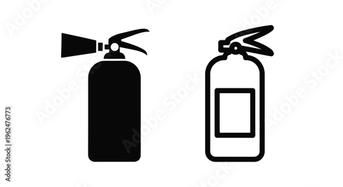Two black fire extinguishers depicted in a simple graphic style