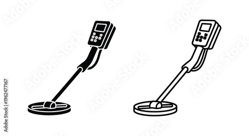 Two metal detectors shown in black and white line art style