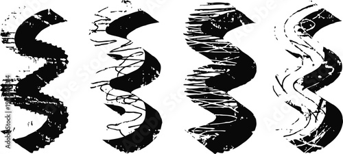 curved abstract brush stroke designs with grunge and textured effects