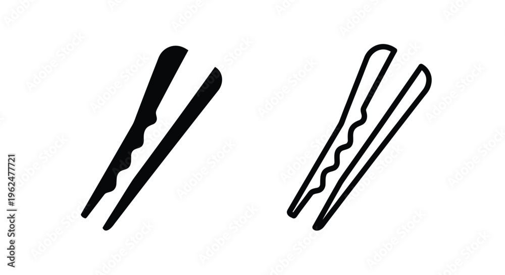 Fototapeta premium Simple black and white illustration of two different hairpins