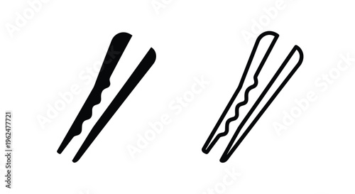 Simple black and white illustration of two different hairpins