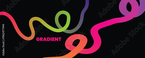 Vibrant gradient squiggles on black background