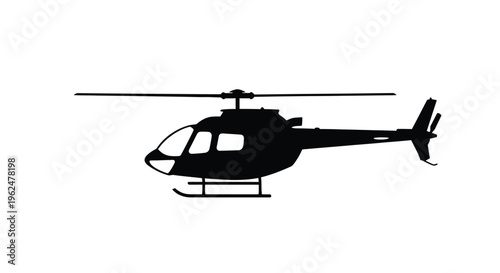 Silhouette of a helicopter against a plain white background