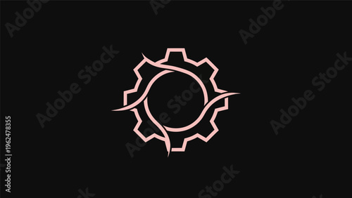 Gear symbol against black background