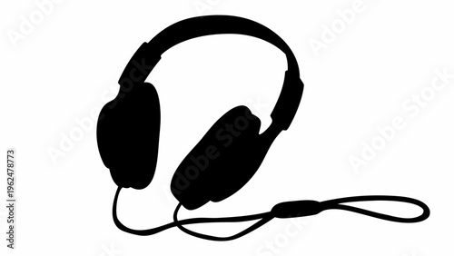 Modern headphones silhouette for audio and music listening isolated on white background