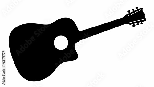 Acoustic guitar silhouette icon on white background for music and art concepts