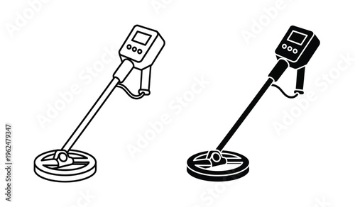 Silhouette of two metal detectors with distinct designs and features