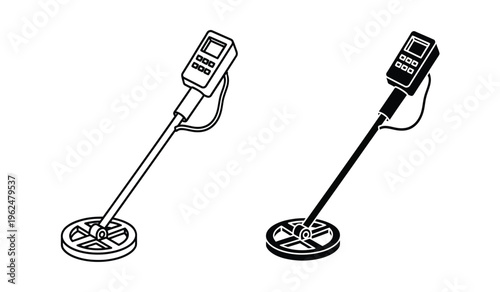 Silhouette of two metal detectors with distinct designs and features