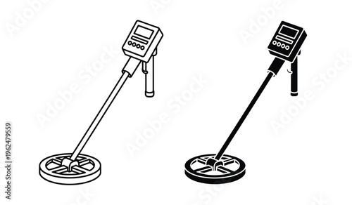 Silhouette of two metal detectors with distinct designs and features