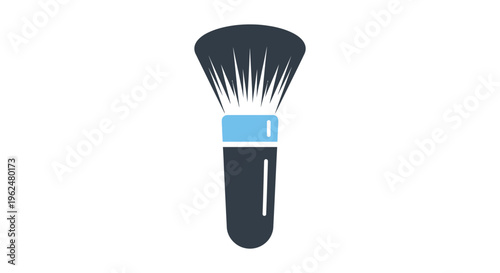 Makeup brush minimalist flat design blue accent for beauty product