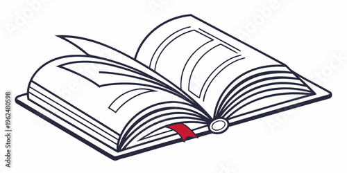 An open book with a red bookmark placed on one of its pages.