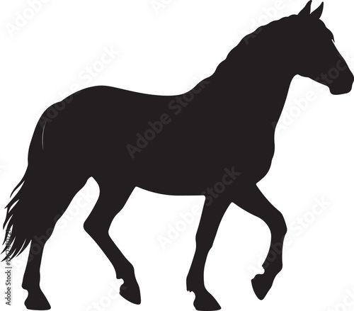 Tableau sur toile Percheron horse in silhouette on white background.