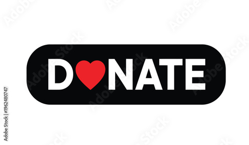 Donate logo with heart silhouette symbol for charity and generosity