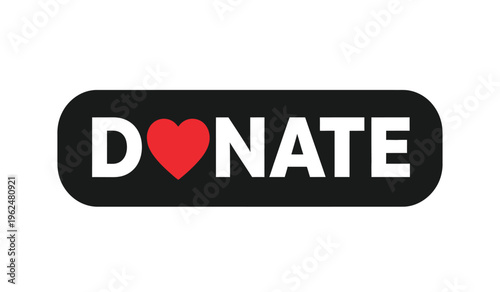 Donate logo with heart silhouette symbol on black background