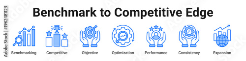 Benchmark To Competitive Edge web banner icon vector illustration.