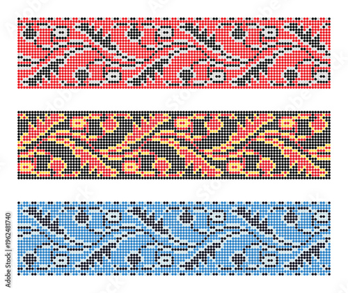 Ukrainian Dotted Botanical Vine Ornament Color Set