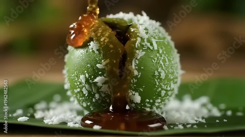 Modak dessert with coconut and syrup.