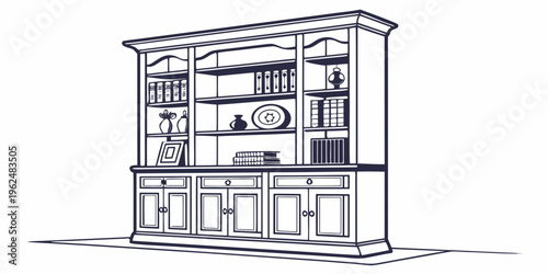 A beautifully crafted wooden cabinet with glass doors and shelves, showcasing various decorative items.