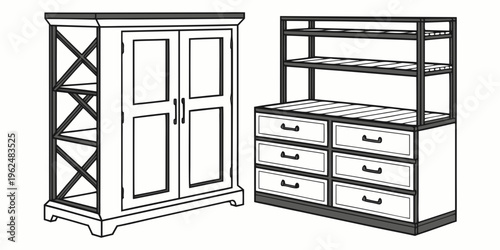 A pair of elegant wooden furniture pieces including a cabinet and a dresser.