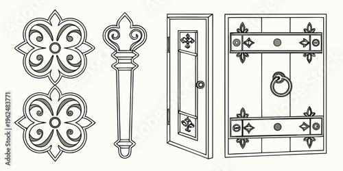 Intricate designs of ancient artifacts and architectural elements displayed in a museum