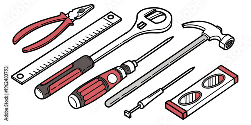 A variety of tools including pliers, screwdrivers, and wrenches.