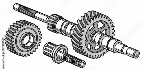 Various mechanical gears and components in a detailed illustration