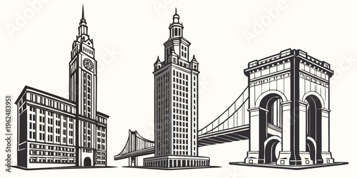 Iconic city skyline featuring the brooklyn bridge and tall buildings